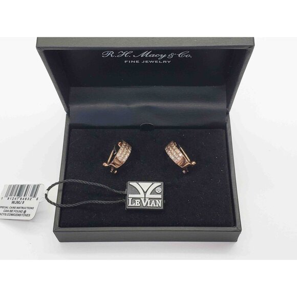 LeVian 1.25 ctw Chocolate Ombre & Nude Diamond Earrings 14k Strawberry Gold - Picture 1 of 8
